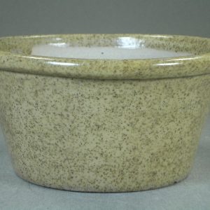 Round glazed bonsai pot front 2